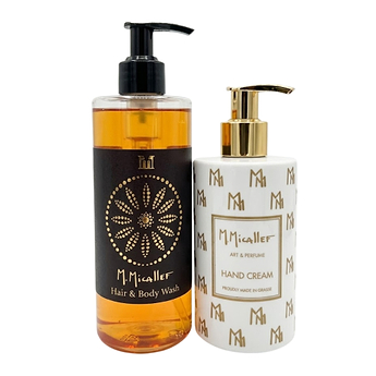 M. Micallef Hand Cream and Hair and Body Wash Gift Set With Bag